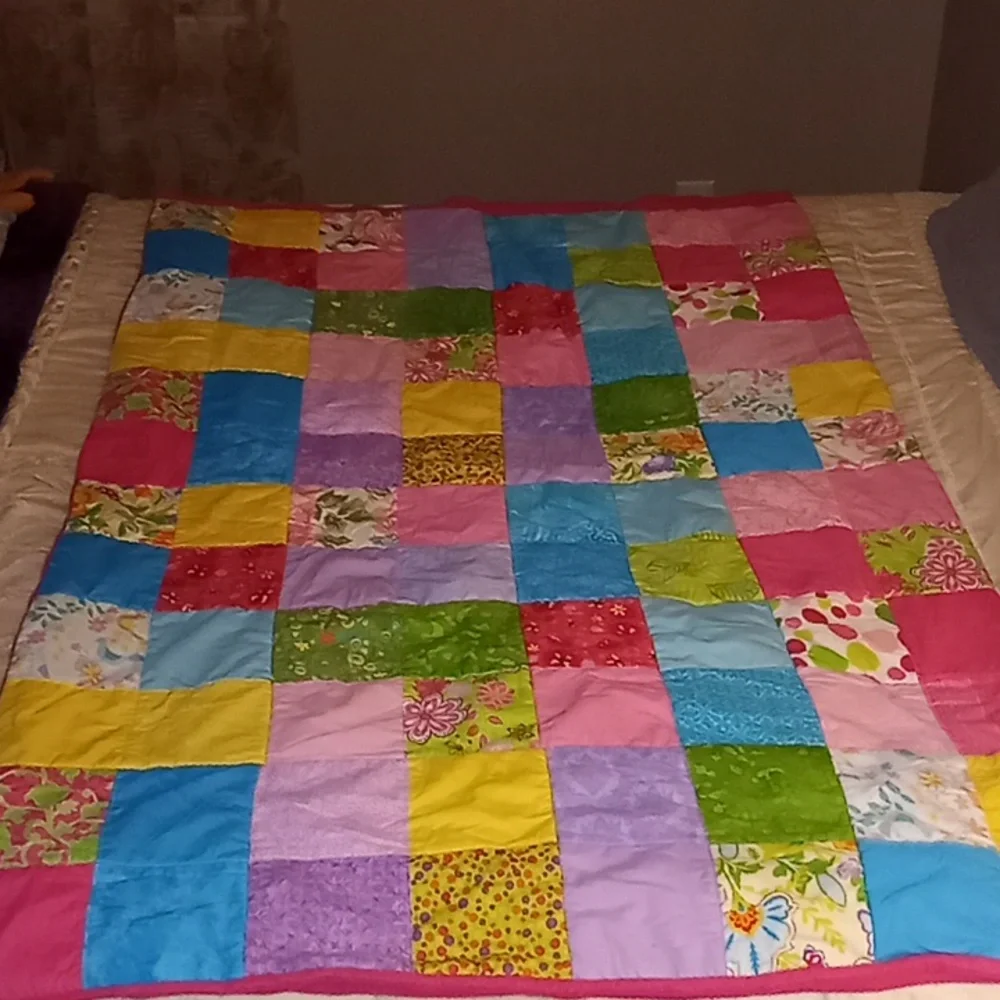 Granny Handmade Patchwork Fleece Nursery Baby Blanket 35